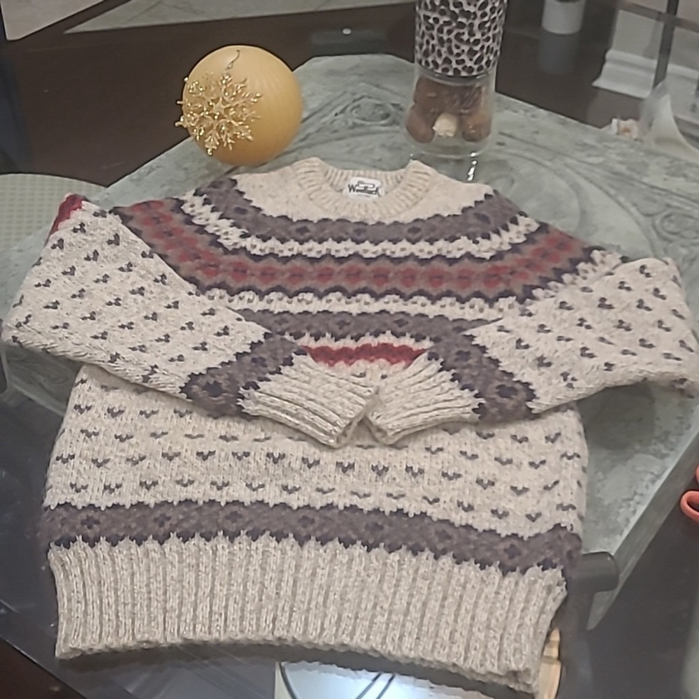 WOOLRICH MEN'S WOOL KNIT CHUNKY COASTAL SWEATER SMALL